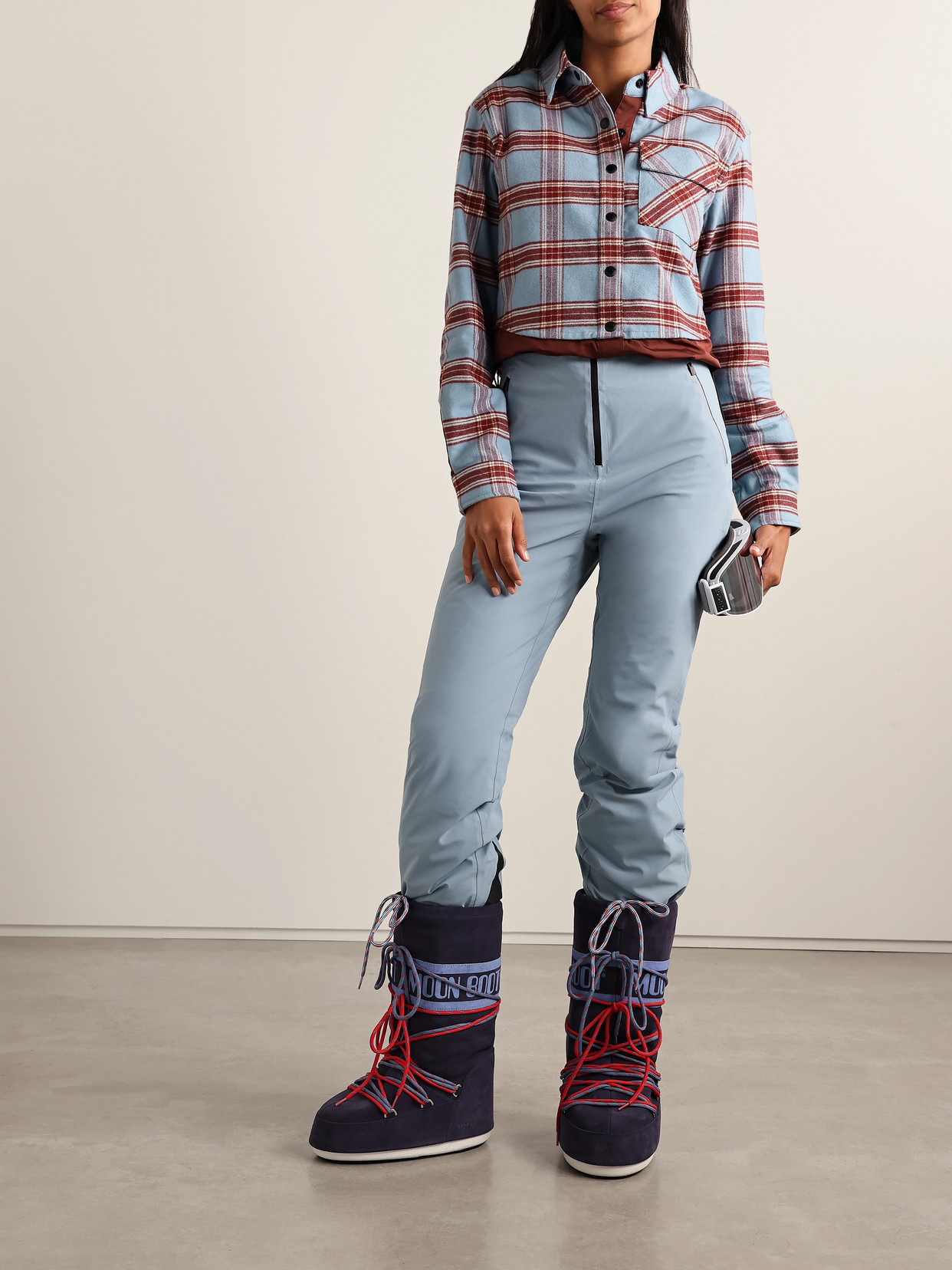 Aztech Mountain Loge Peak Shell-trimmed Checked Cotton-flannel Shirt In Multi