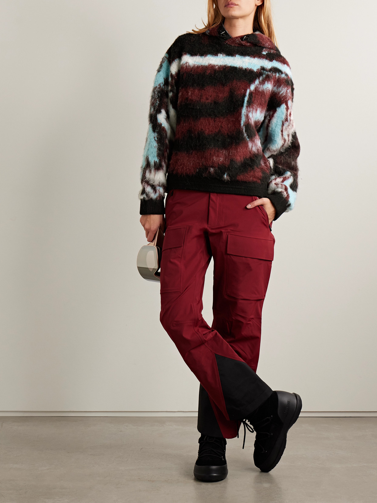 Aztech Mountain Off Piste Shell-trimmed Printed Fleece Hoodie In Multi