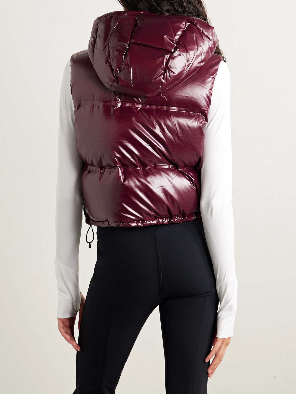Aztech Mountain Snowbird Hooded Quilted Down Ski Vest In Burgundy