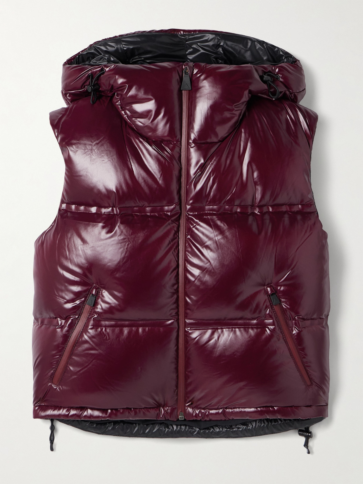 Aztech Mountain Snowbird Hooded Quilted Down Ski Vest In Burgundy