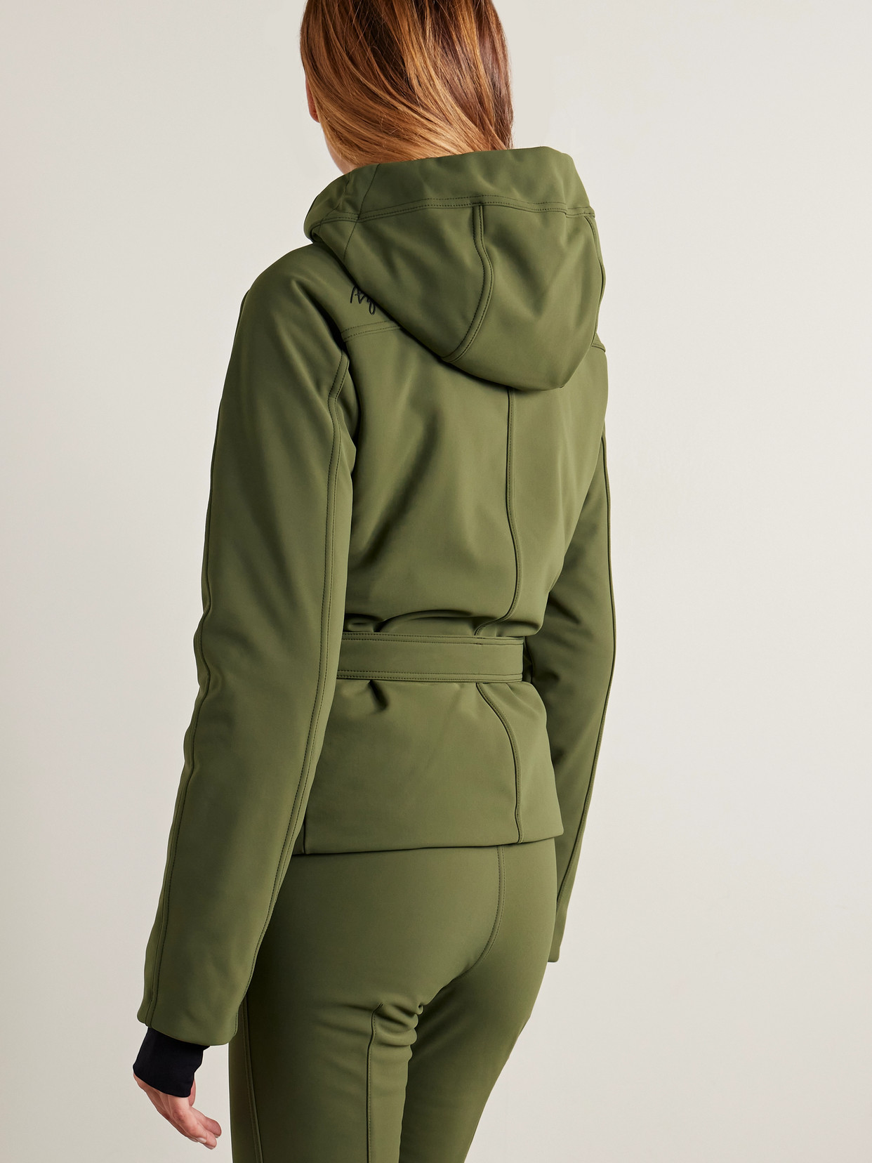 Aztech Mountain Bella Belted Hooded Padded Down Ski Jacket In Green