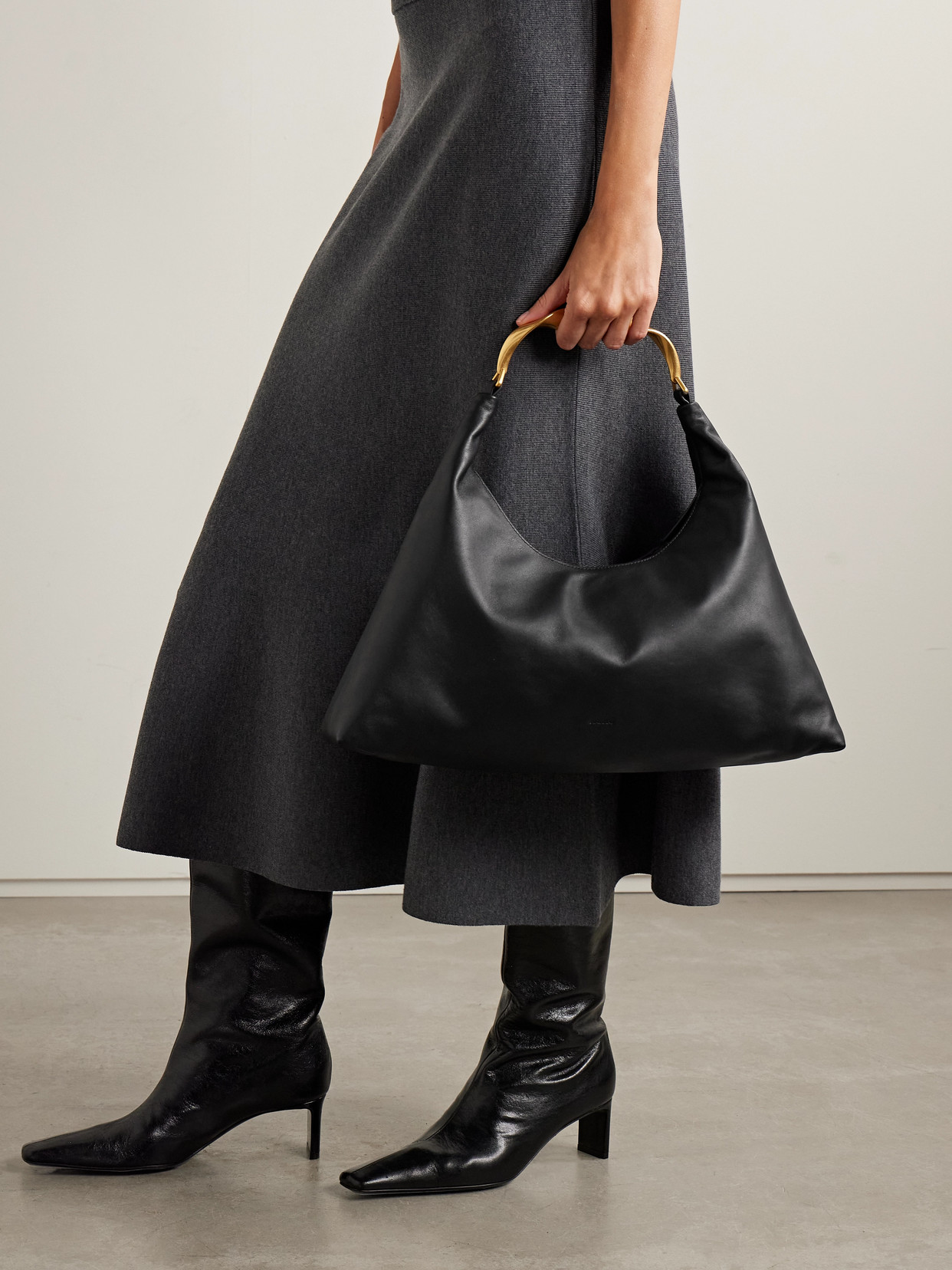 Simkhai Nixi Medium Leather Shoulder Bag In Black