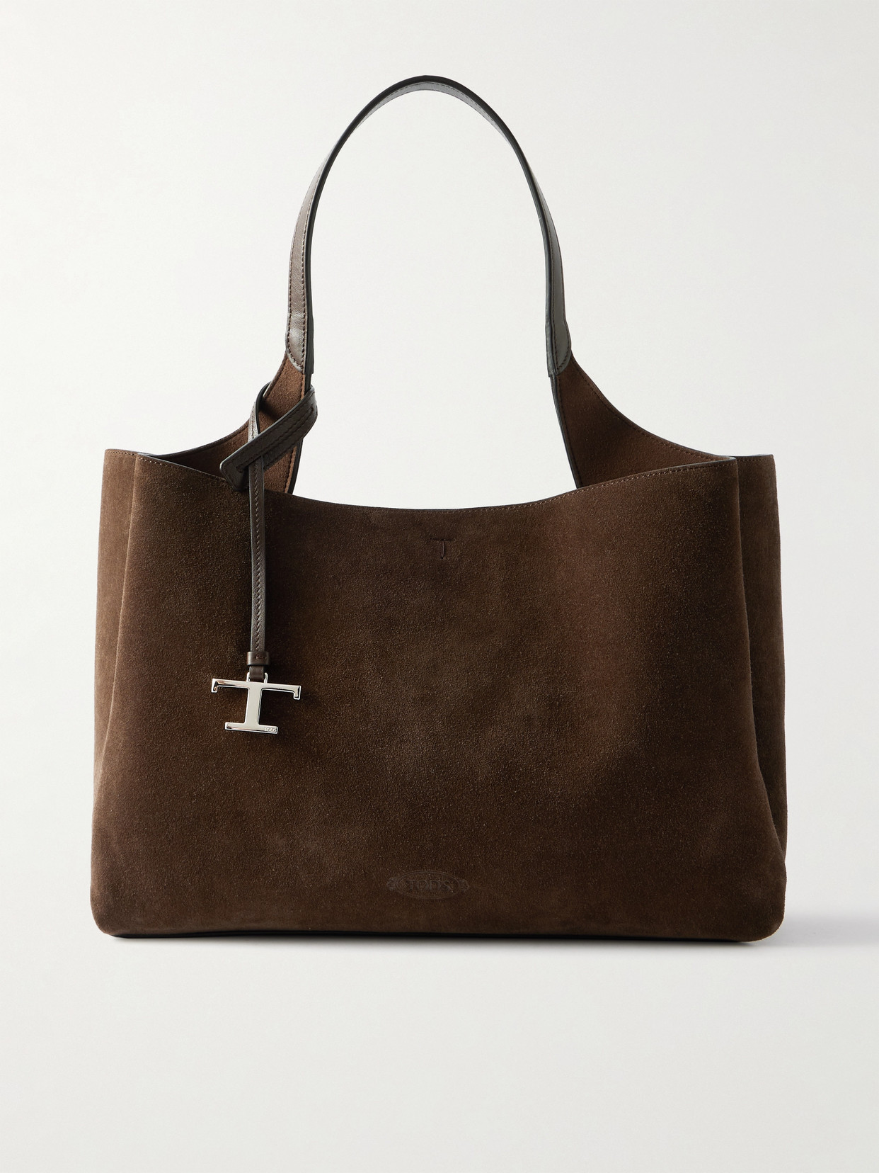 Tod's Large Leather-trimmed Suede Tote In Brown