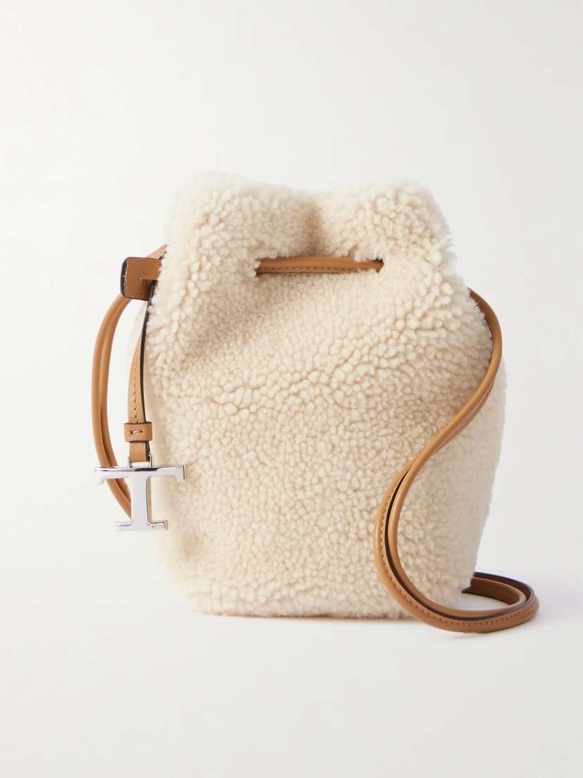 Tod's Buz Micro Leather-trimmed Shearling Bucket Bag