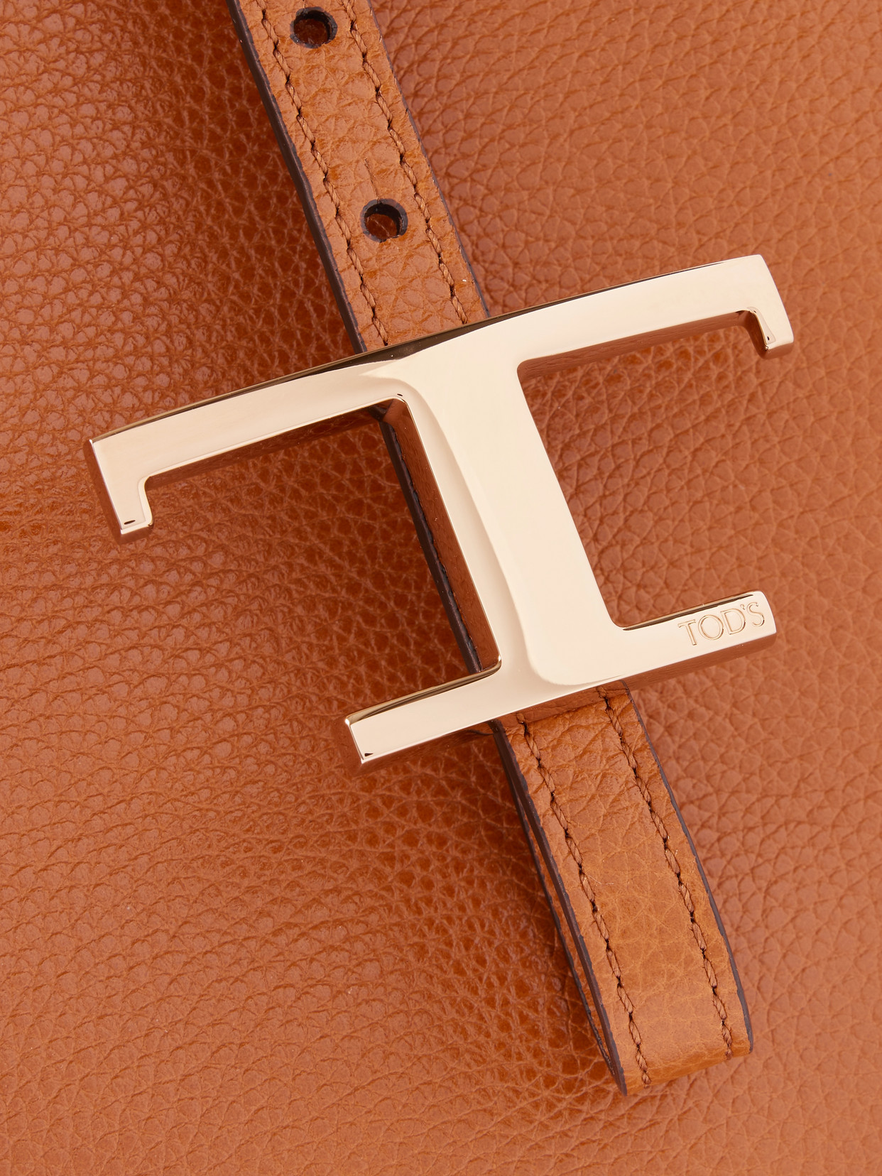 Tod's T Timeless Textured-leather Tote In Brown