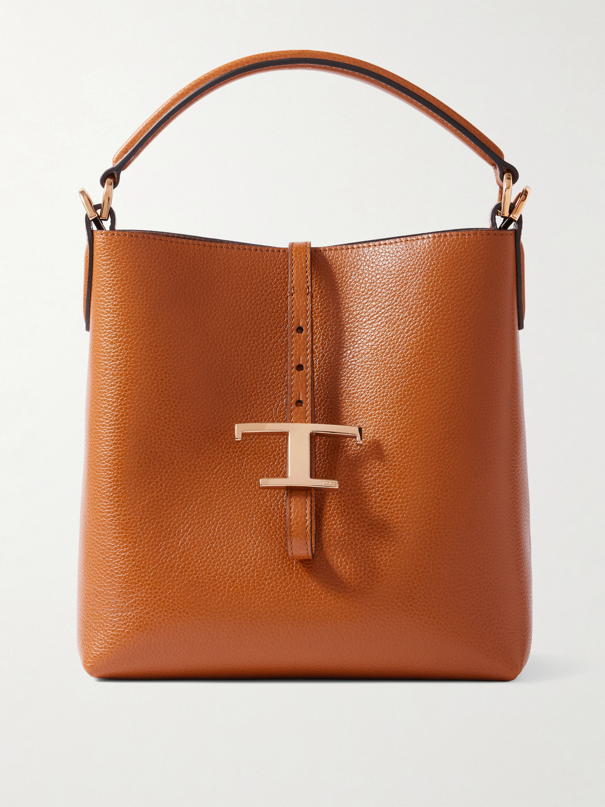 Tod's T Timeless Textured-leather Tote In Brown