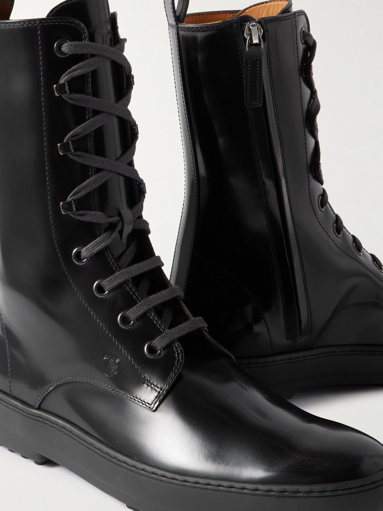 Gommino Glossed-Leather Ankle Boots