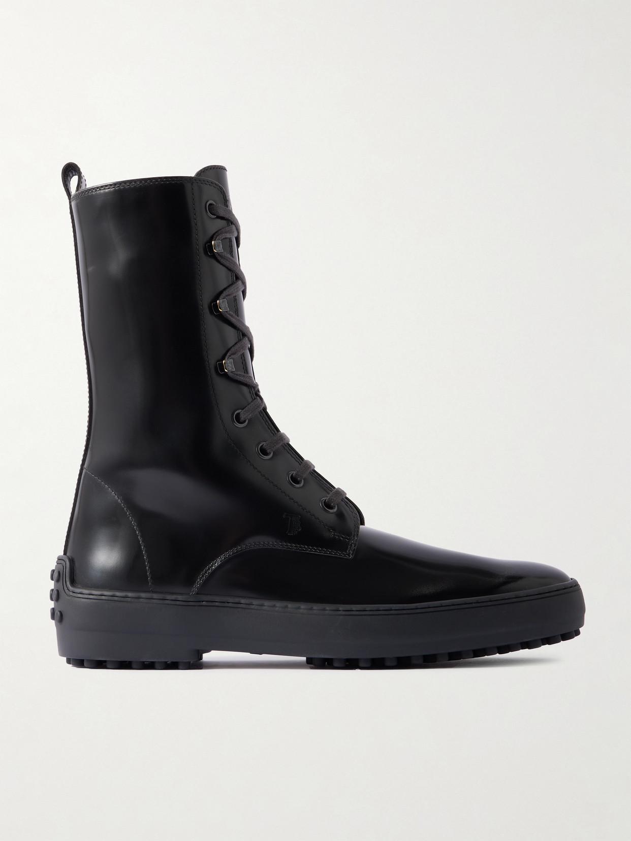 Tod's Gommino Glossed-leather Ankle Boots In Black