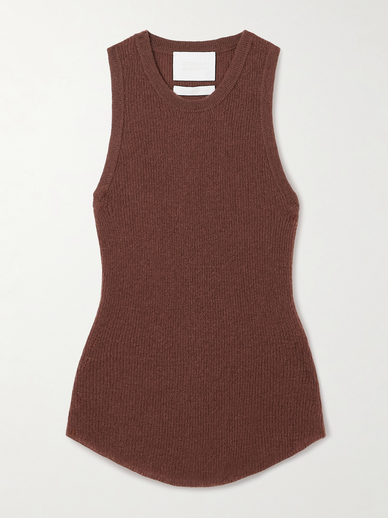 Citizen Of Humanity Akira Ribbed Wool And Cashmere-blend Tank In Brown
