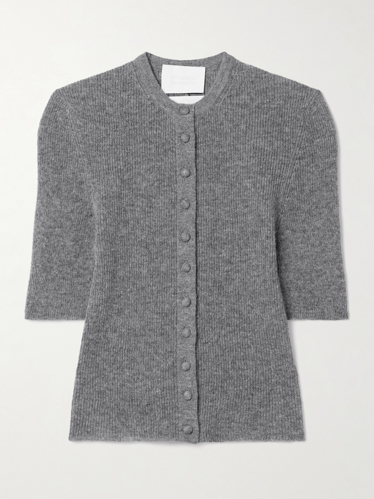Citizen Of Humanity Tabitha Ribbed Wool And Cashmere-blend Cardigan In Gray