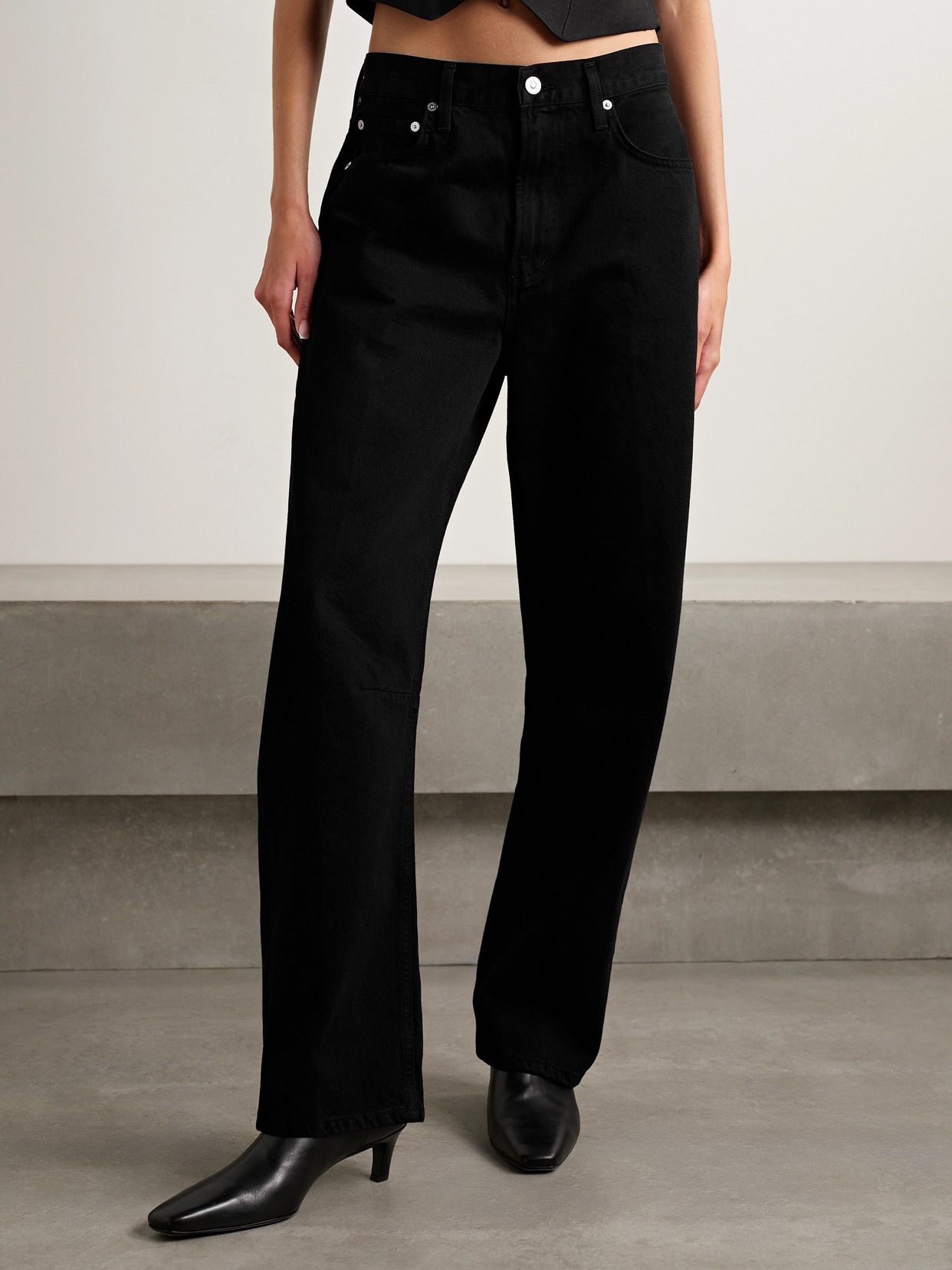 Miro Long Mid-Rise Barrel-Leg Jeans