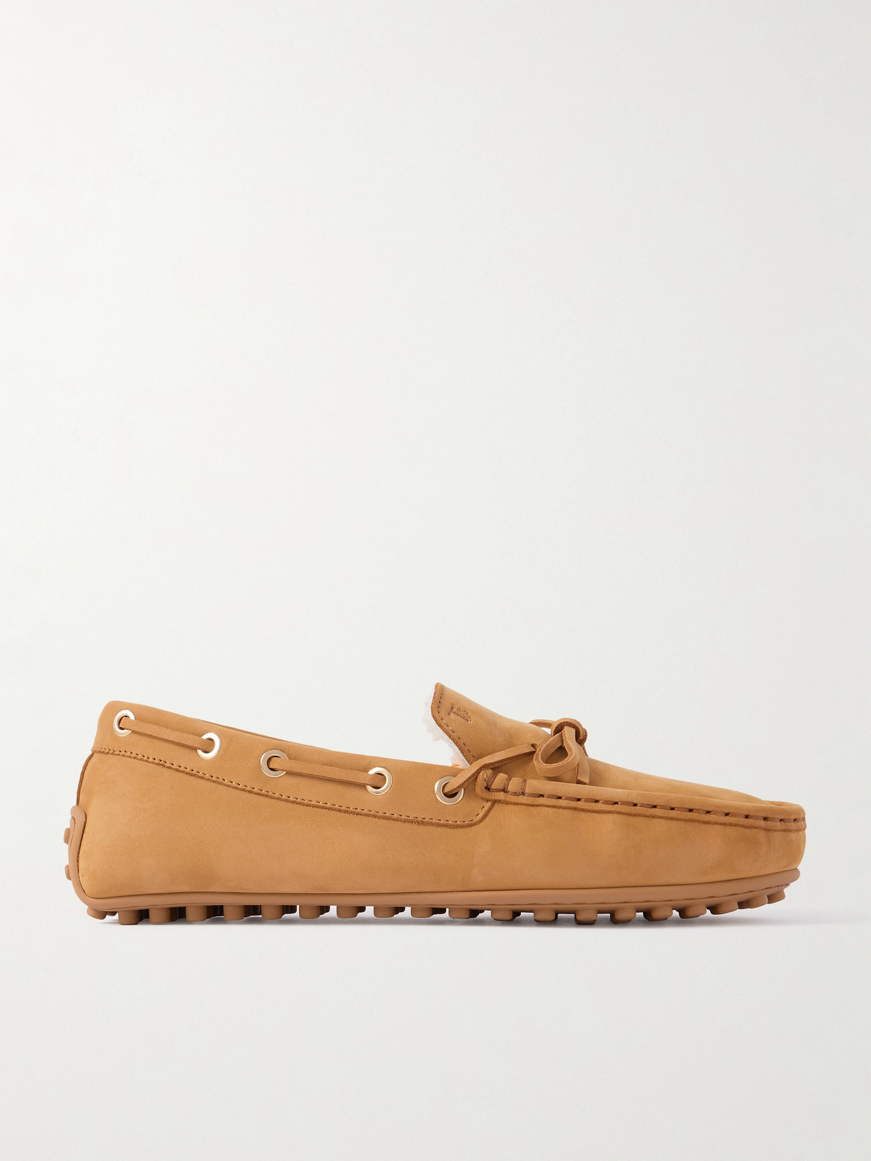 Tod's Gommino Shearling-trimmed Suede Loafers In Brown