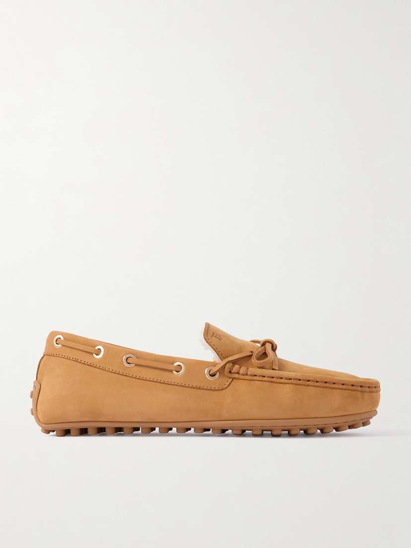 Tod's Gommino Shearling-trimmed Suede Loafers
