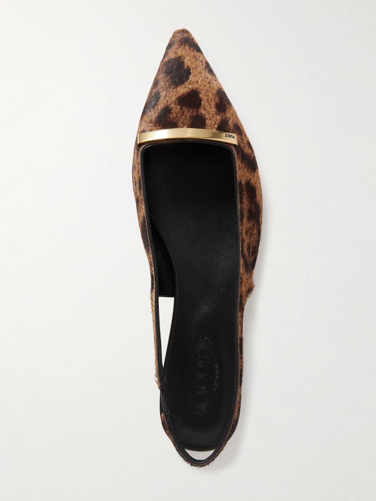 Tod's Embellished Leopard-print Calf Hair Slingback Flats In Animal Print