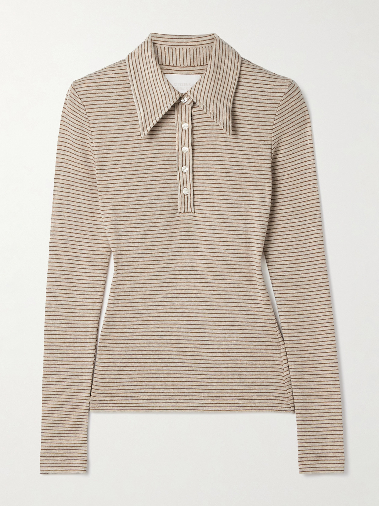 Citizen Of Humanity Shara Striped Jersey Polo Shirt In Animal Print