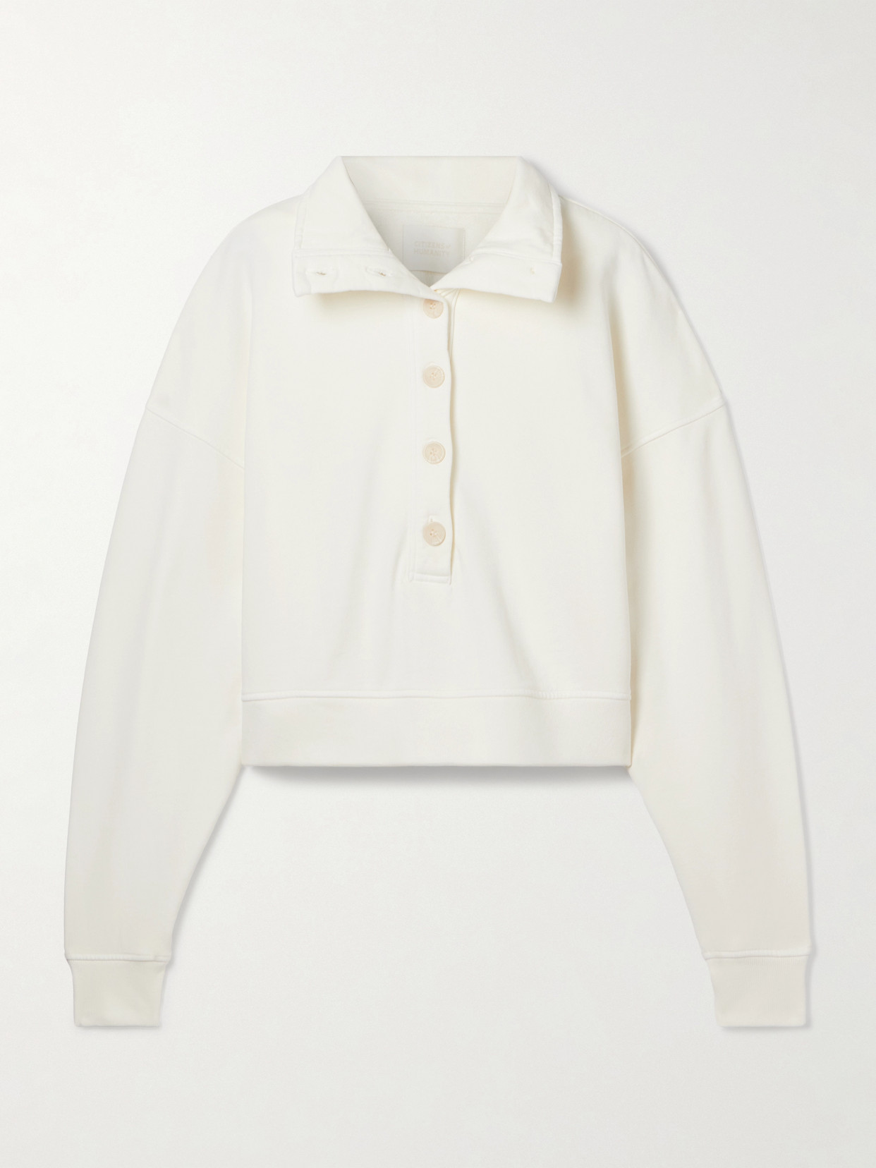Citizen Of Humanity Mirelle Cropped Cotton-jersey Sweatshirt In White