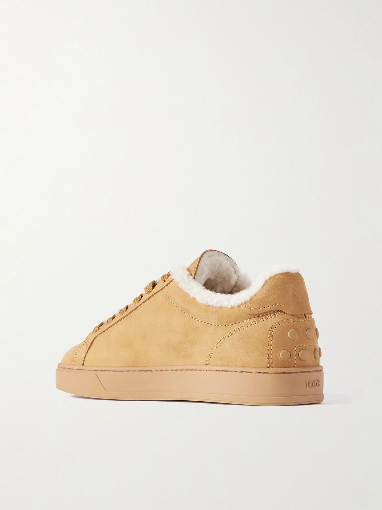 Tod's Classic Shearling-lined Suede Sneakers In Brown