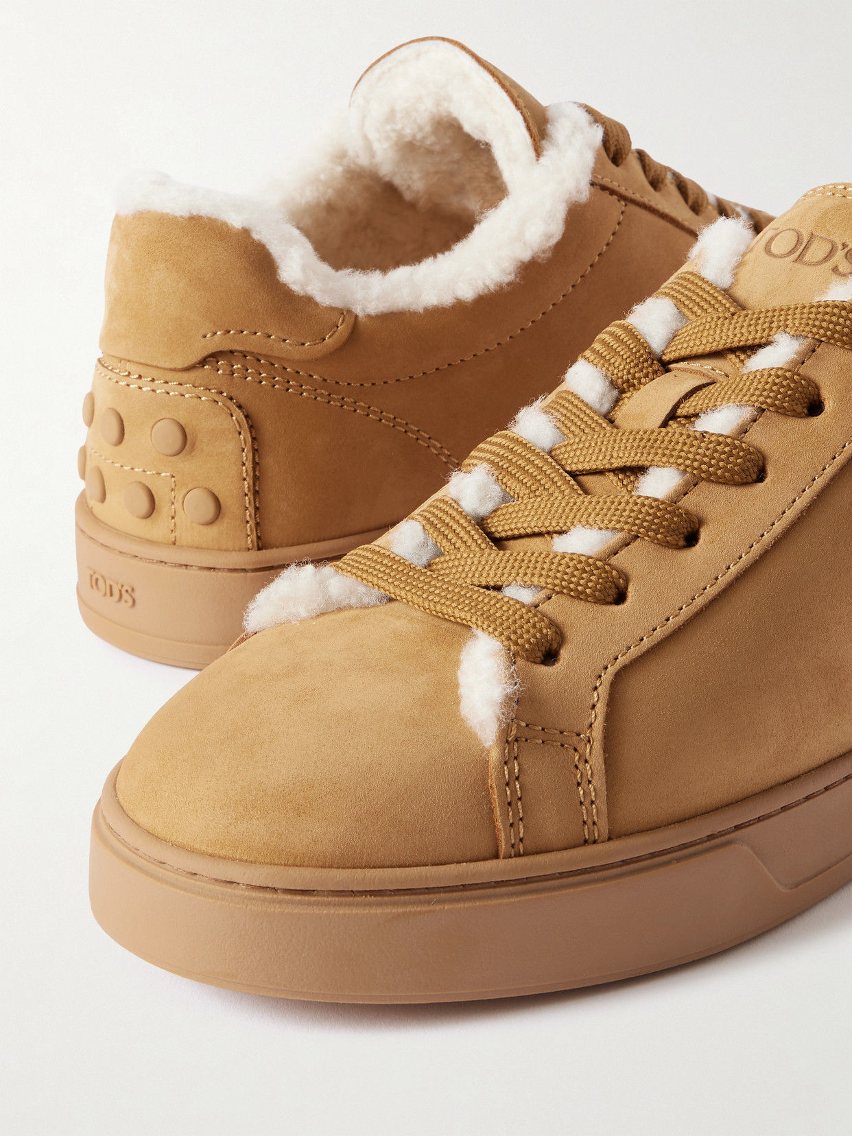 Tod's Classic Shearling-lined Suede Sneakers In Brown