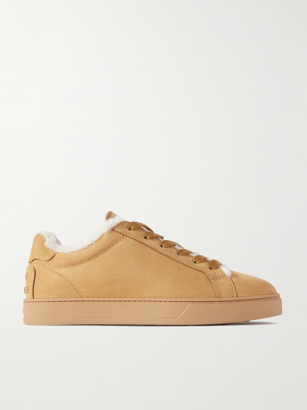 Tod's Classic Shearling-lined Suede Sneakers In Brown
