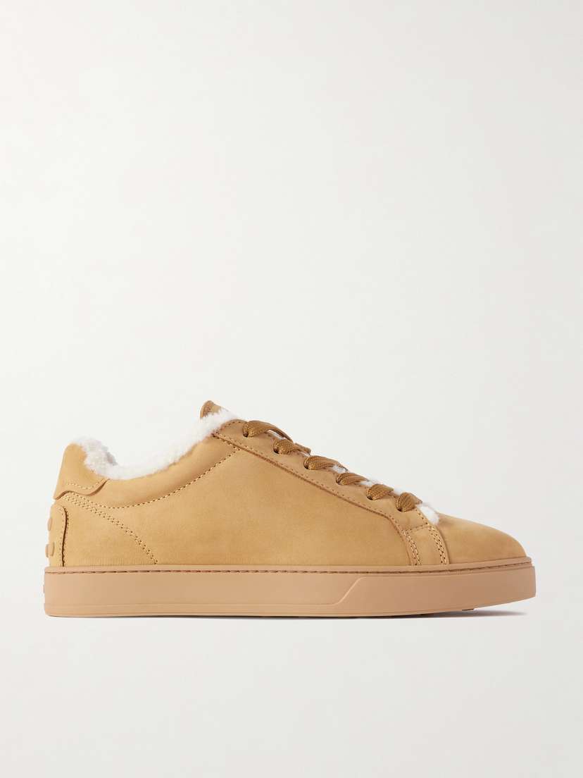 Tod's Shearling-trimmed Suede Sneakers