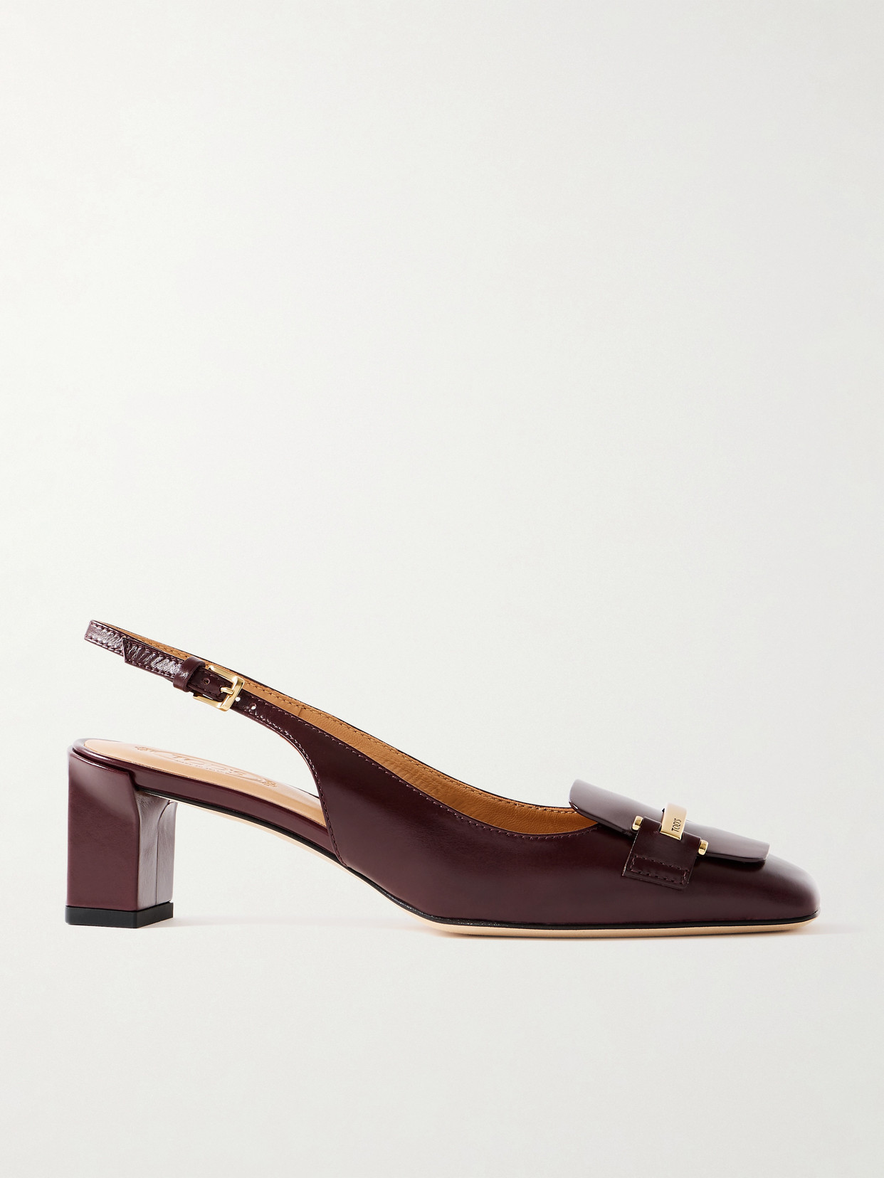 Tod's Cuoio Embellished Leather Pumps In Burgundy