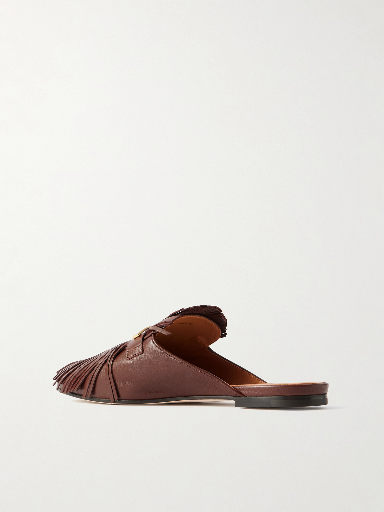 Tod's Embellished Fringed Leather Slippers In Brown