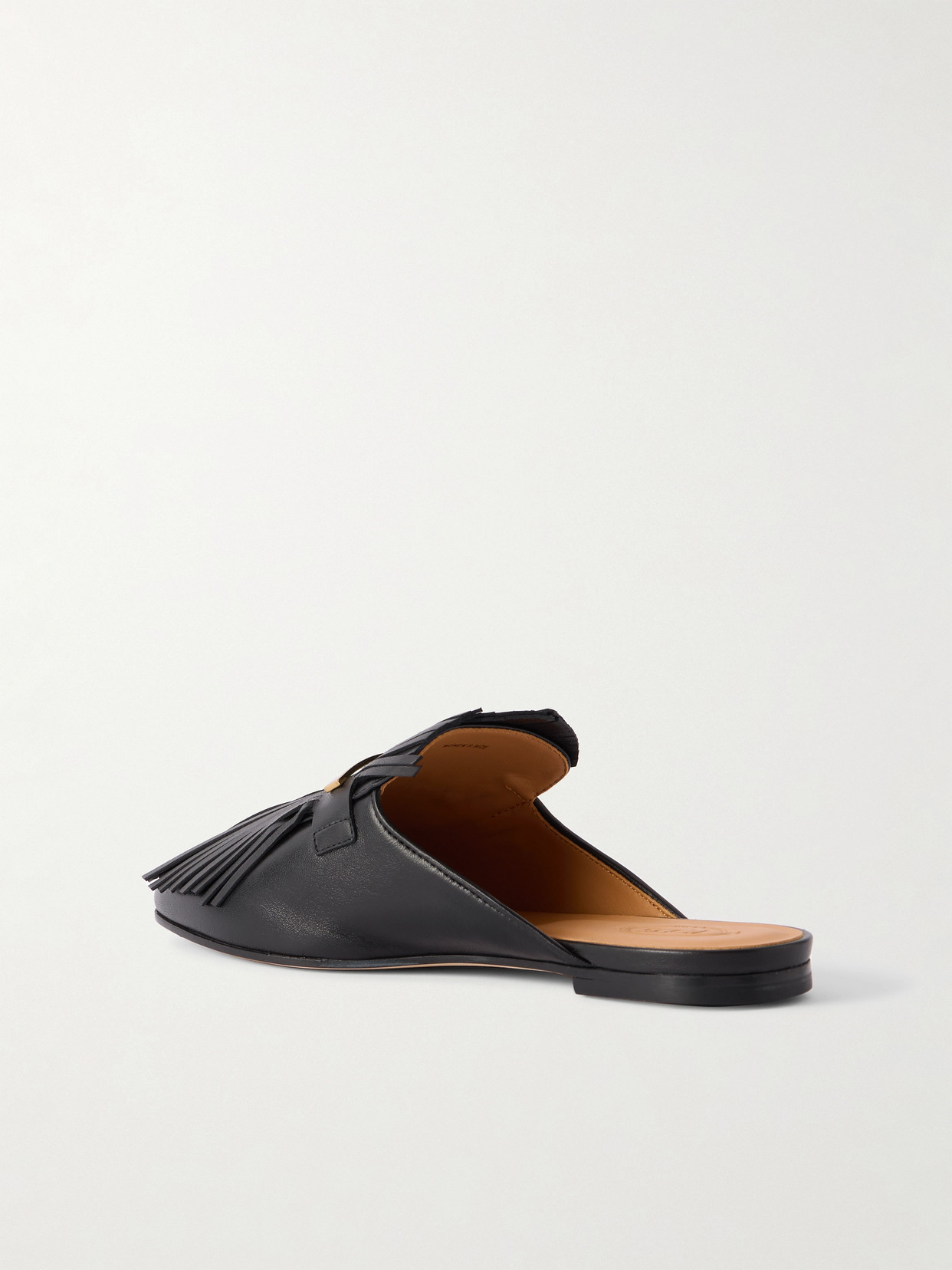 Tod's Embellished Fringed Leather Slippers In Black