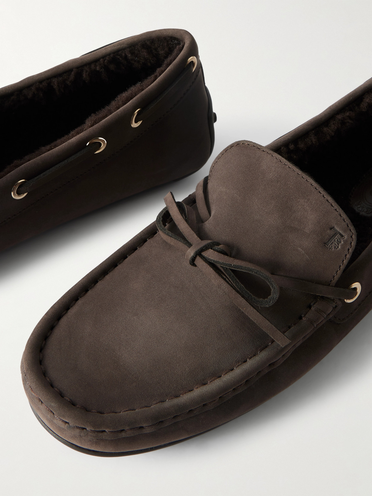 Tod's Slip-on Loafers With Bow And Contrast Stitching In Brown