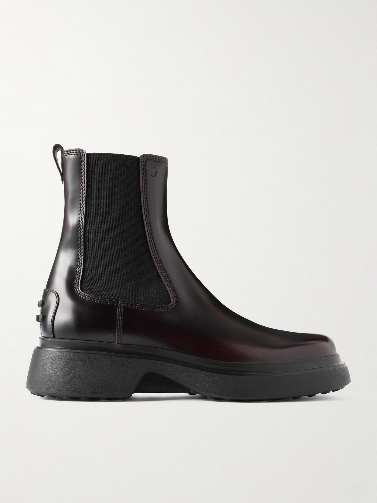 Tod's Gomma 74l Glossed Leather Chelsea Boots In Brown