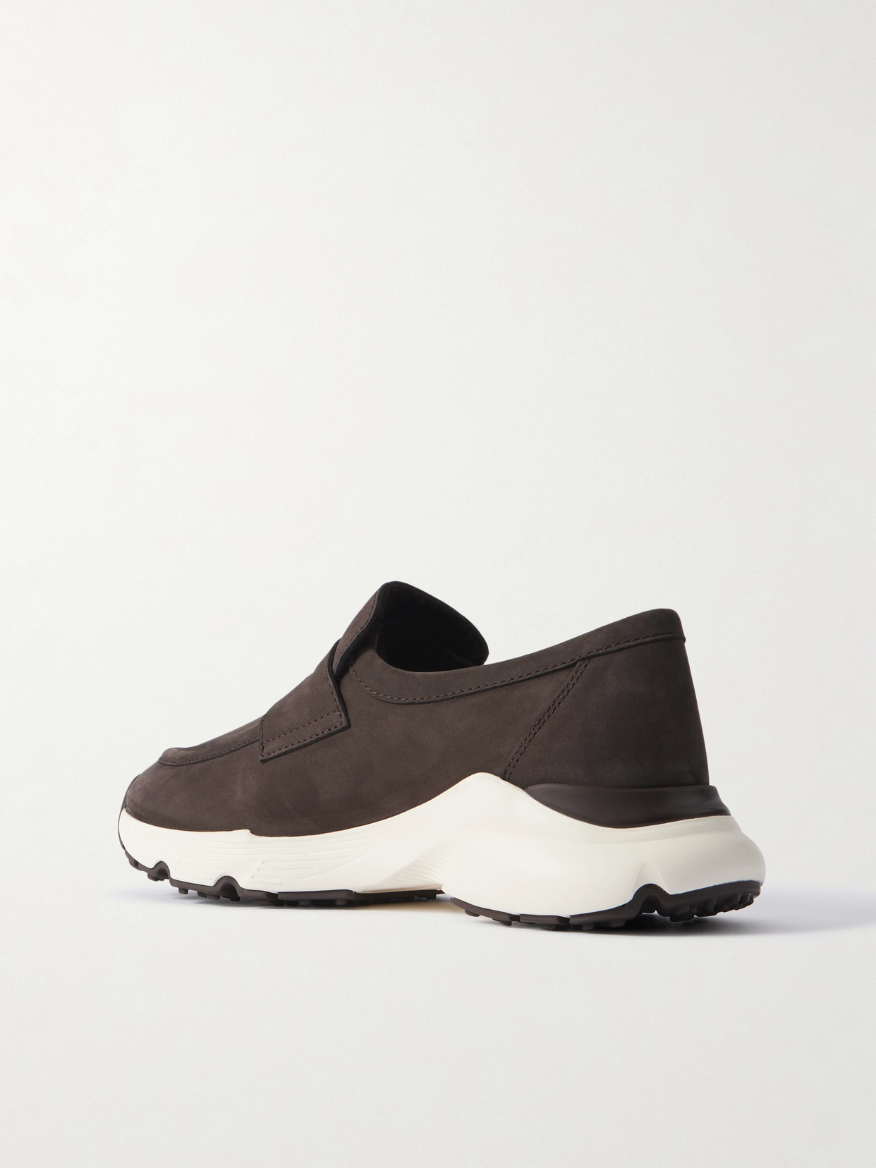 Tod's Sporty Suede Loafers Rubber Sole In Brown