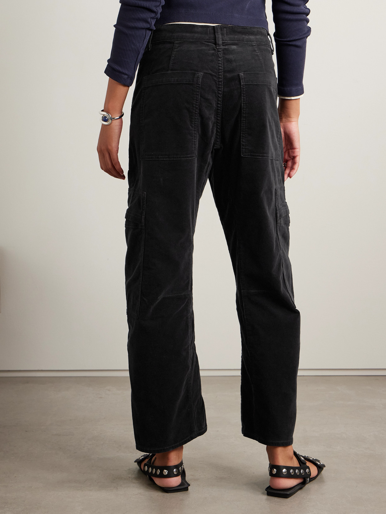 Citizen Of Humanity Marcelle Cotton-blend Corduroy Wide-leg Cargo Pants In Gray