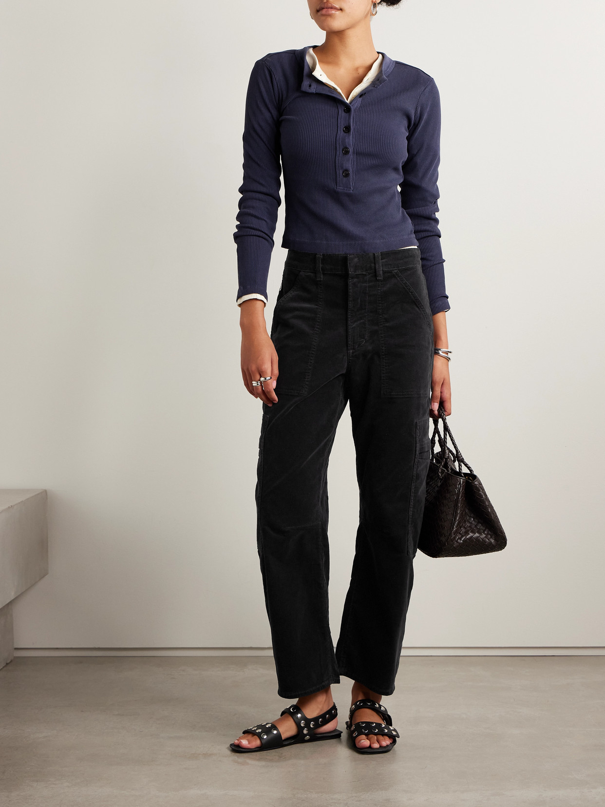Citizen Of Humanity Marcelle Cotton-blend Corduroy Wide-leg Cargo Pants In Gray