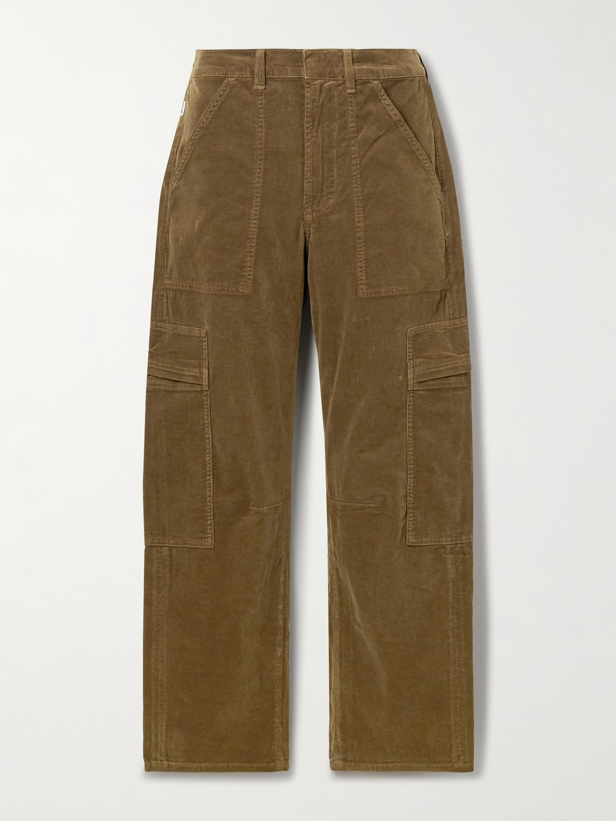 Citizen Of Humanity Marcelle Cotton-blend Corduroy Barrel-leg Cargo Pants In Brown