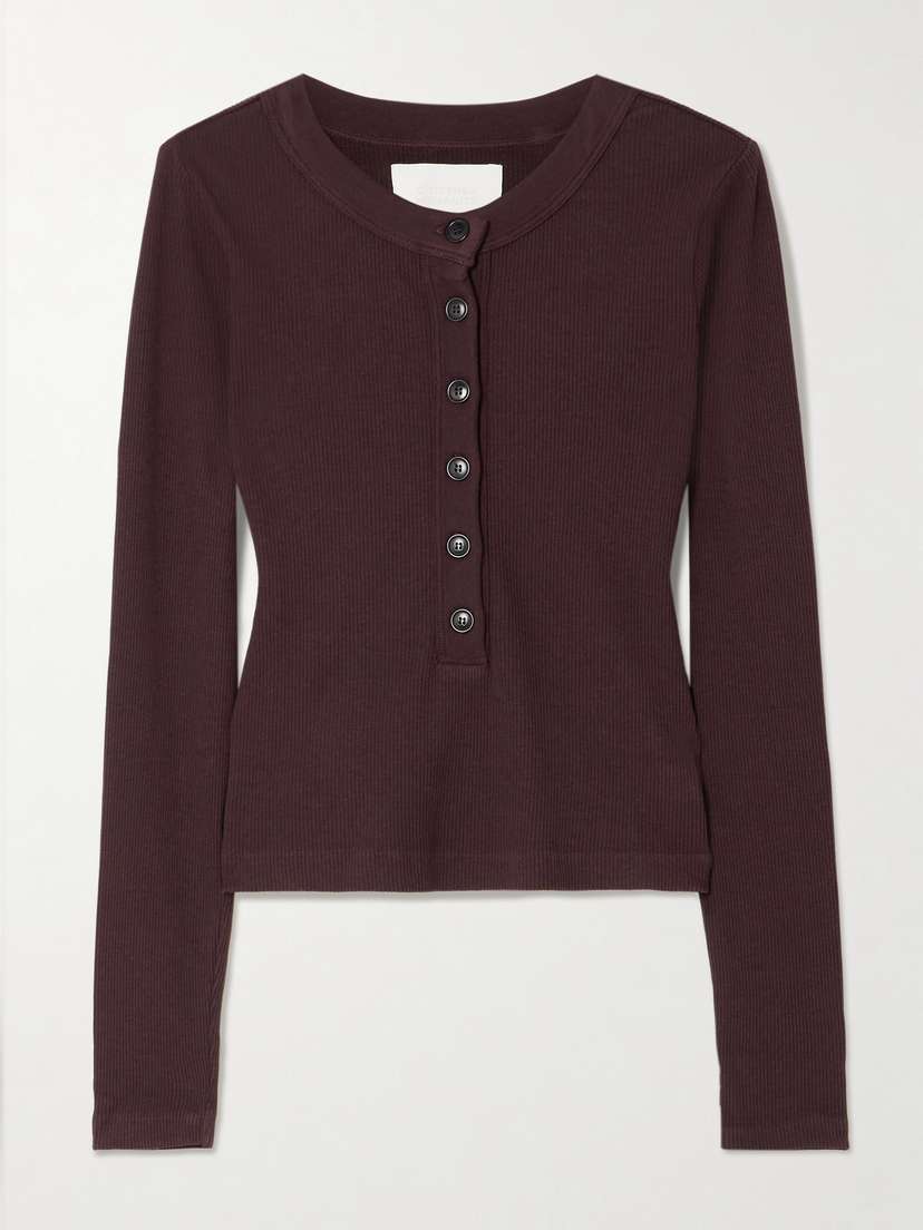 Citizens of Humanity Varra Ribbed Stretch Cotton And Lyocell-blend Henley Top