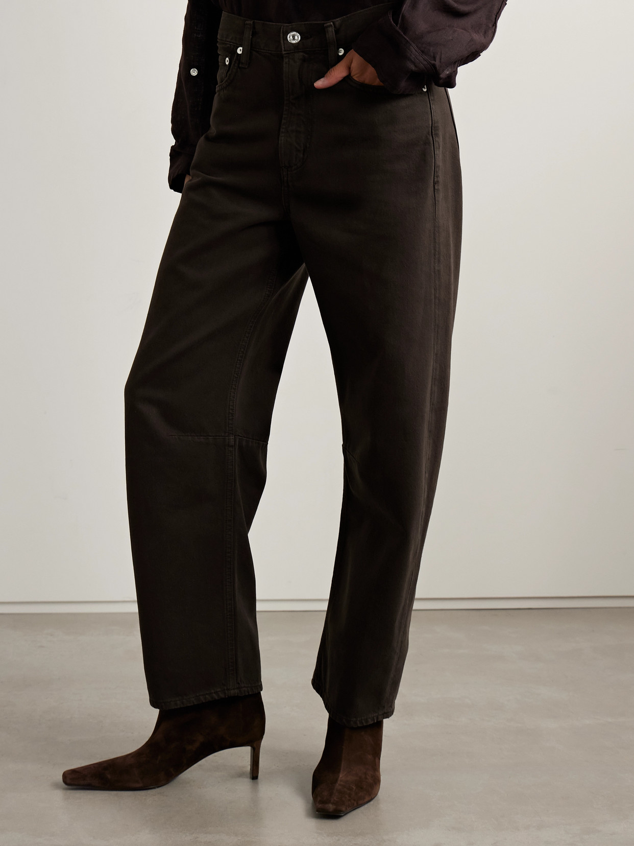 Citizen Of Humanity Miro Mid-rise Barrel-leg Jeans In Brown