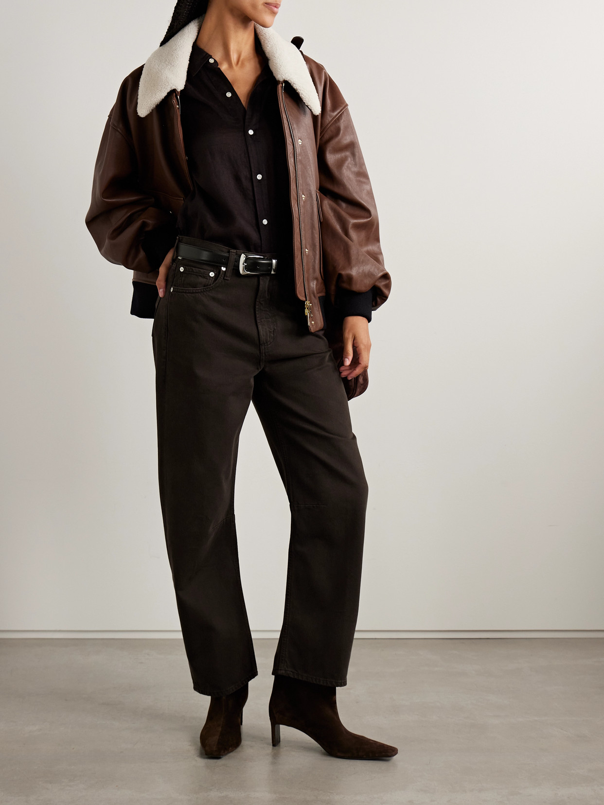 Citizen Of Humanity Miro Mid-rise Barrel-leg Jeans In Brown