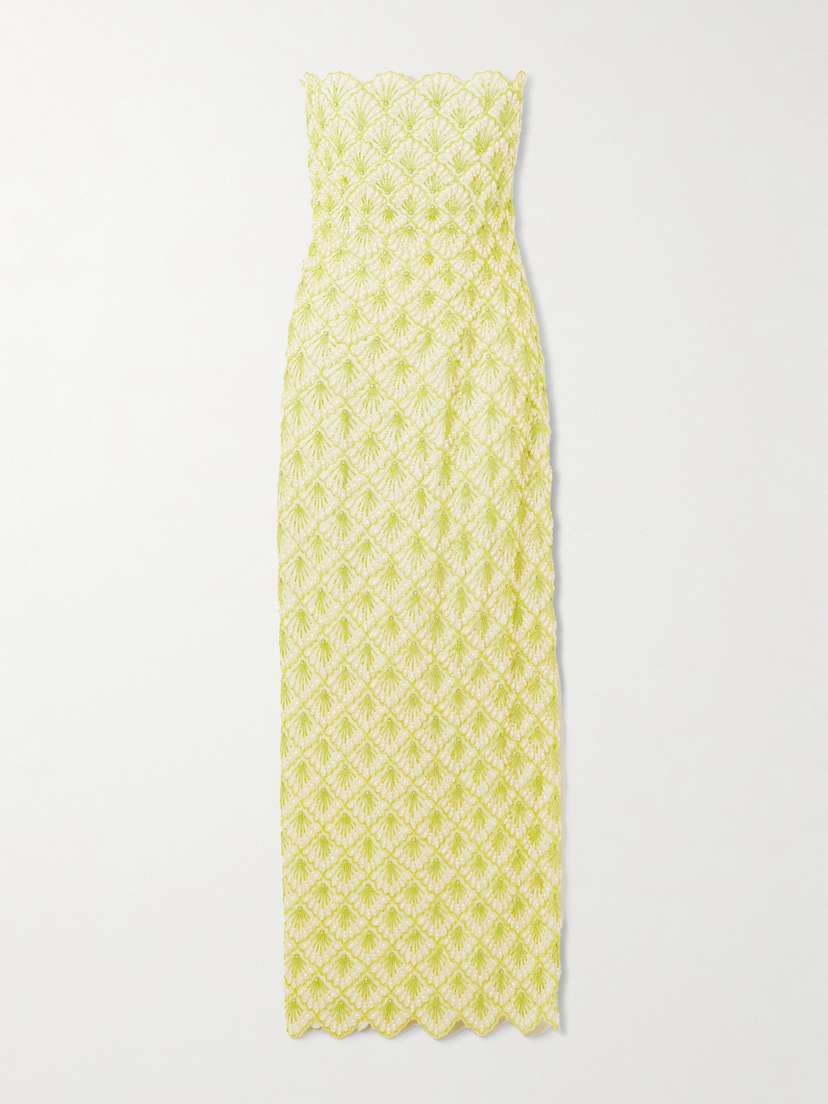 Clio Peppiatt Ariel trapless calloped Embellished atin Gown