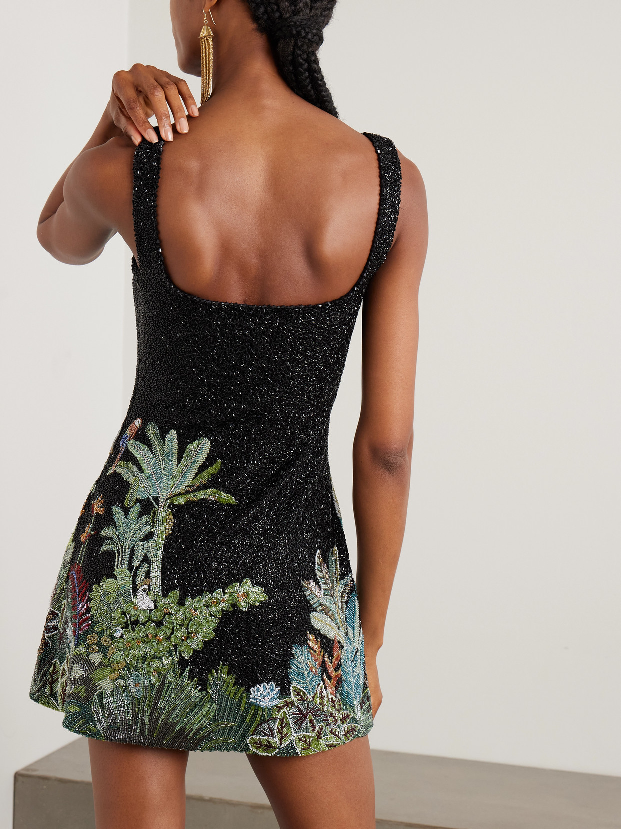 Clio Peppiatt Rio Crystal-embellished Beaded Tulle Mini Dress In Animal Print