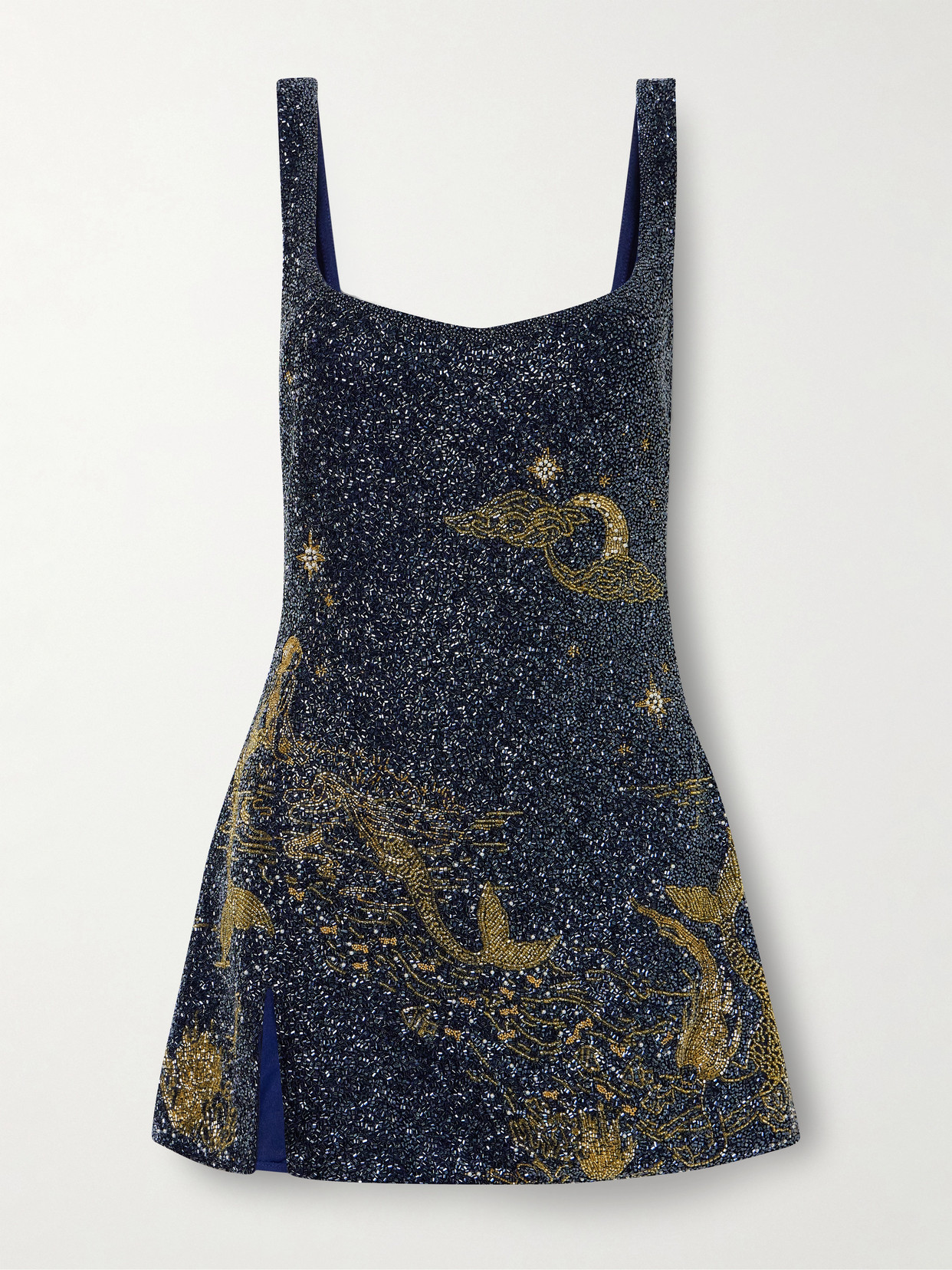 Clio Peppiatt Island Beaded Tulle Mini Dress In Blue