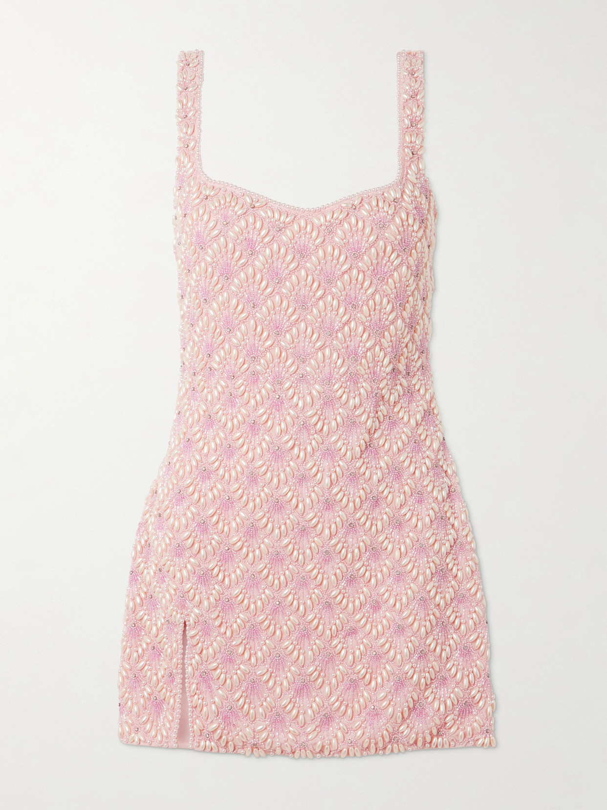 Clio Peppiatt Ariel Embellished Beaded Tulle Mini Dress In Pink