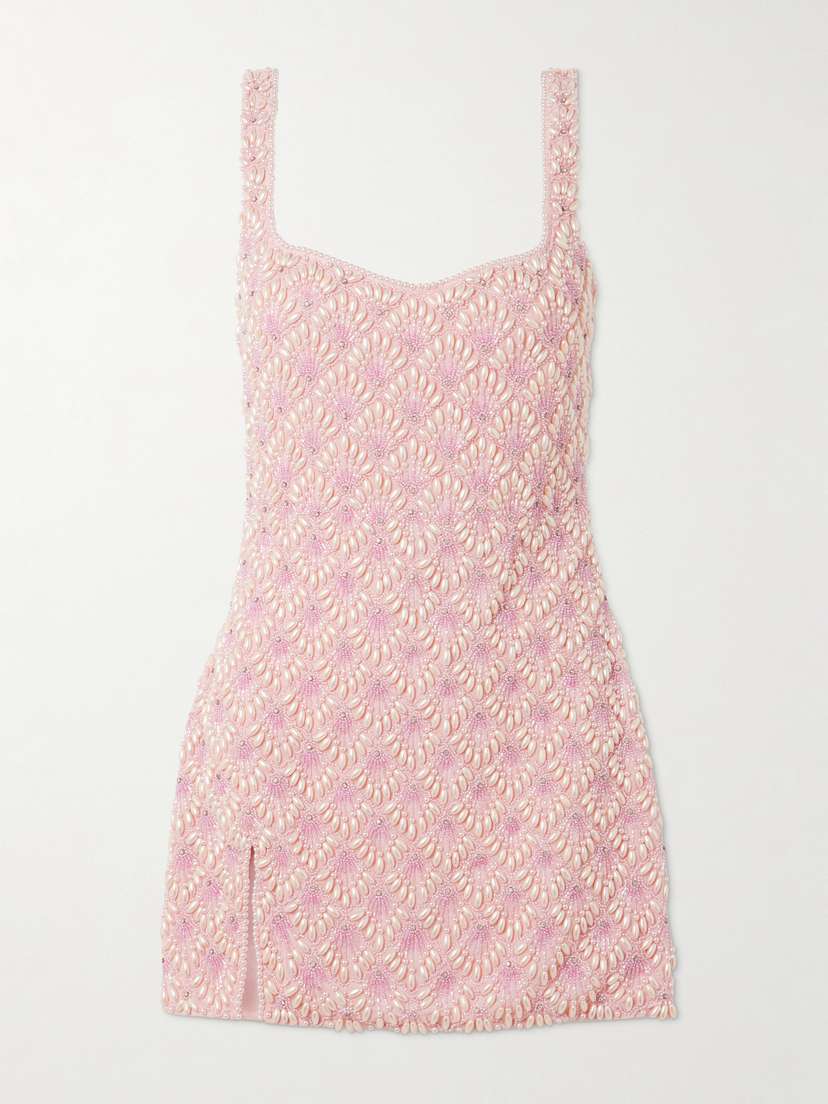Clio Peppiatt Ariel Embellished Beaded Tulle Mini Dress