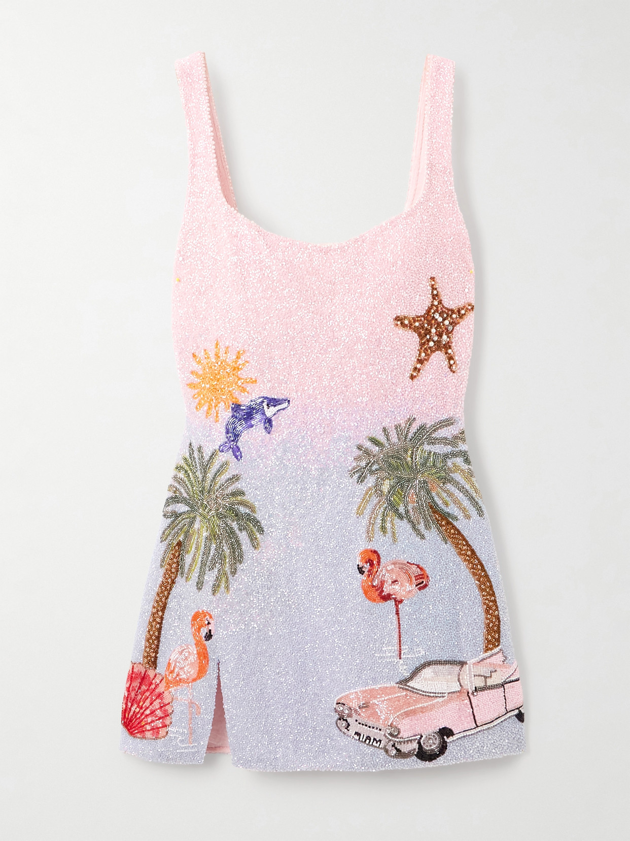 Clio Peppiatt Miami Embellished Beaded Tulle Mini Dress In Pink