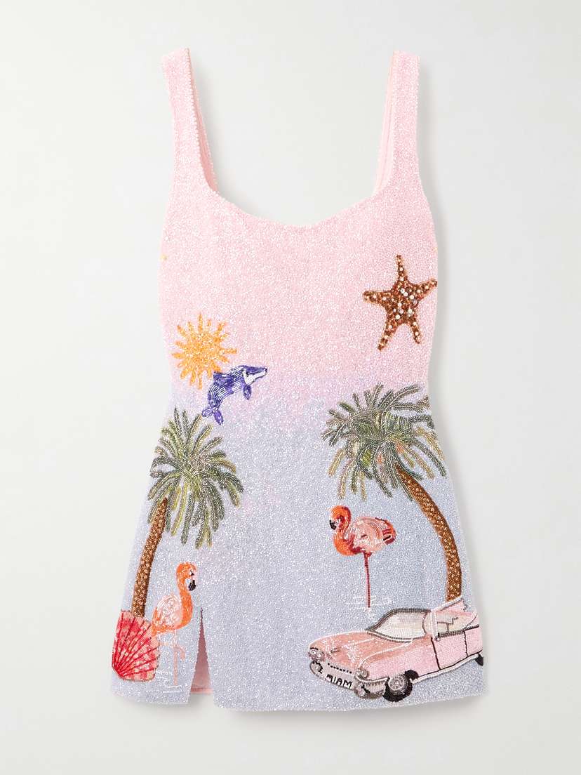 Clio Peppiatt Miami Embellished Beaded Tulle Mini Dress