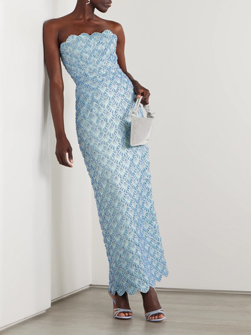 Clio Peppiatt Ariel strapless scalloped embellished satin gown