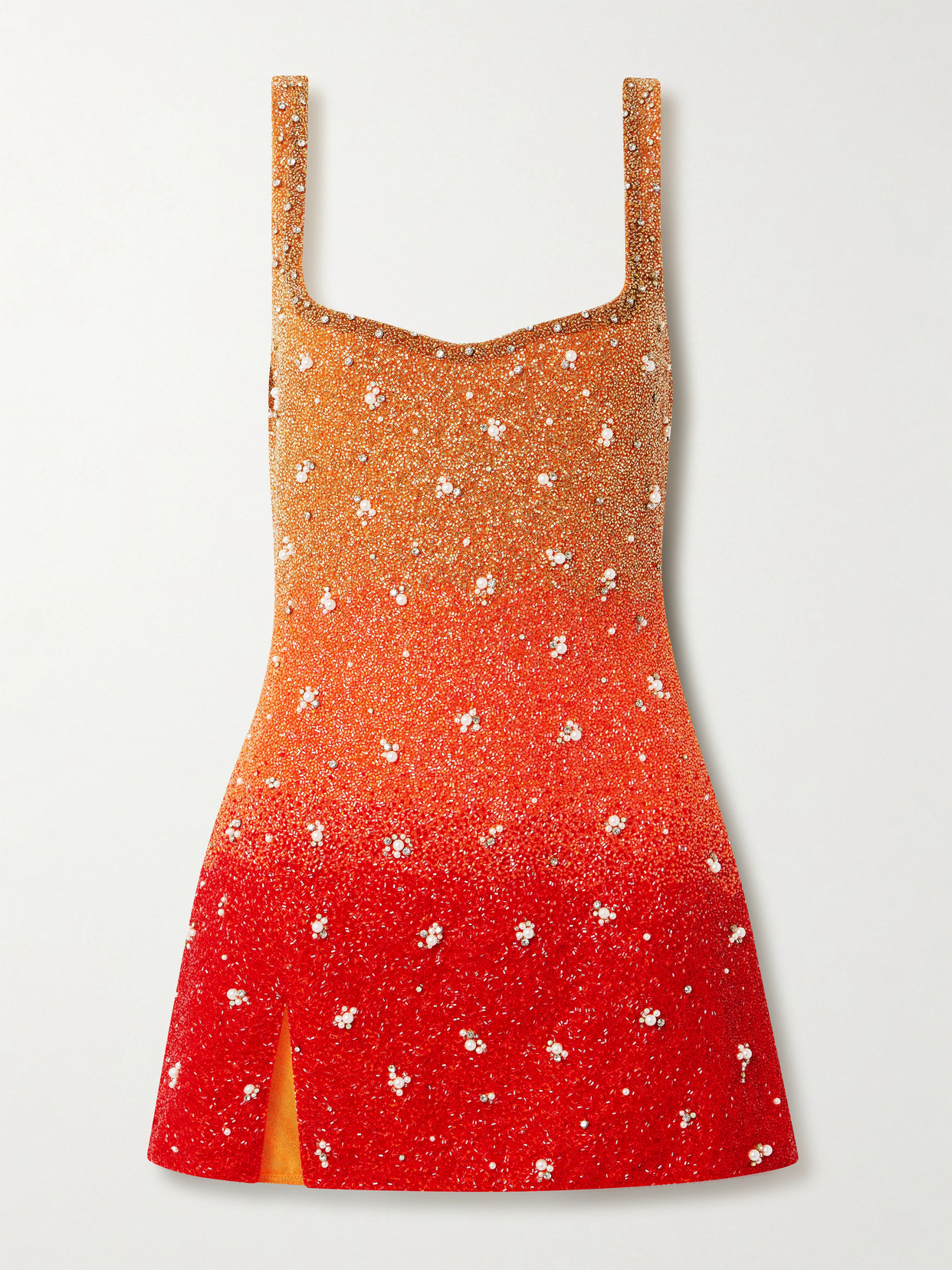 Clio Peppiatt Gradient Embellished Beaded Tulle Mini Dress In Burgundy