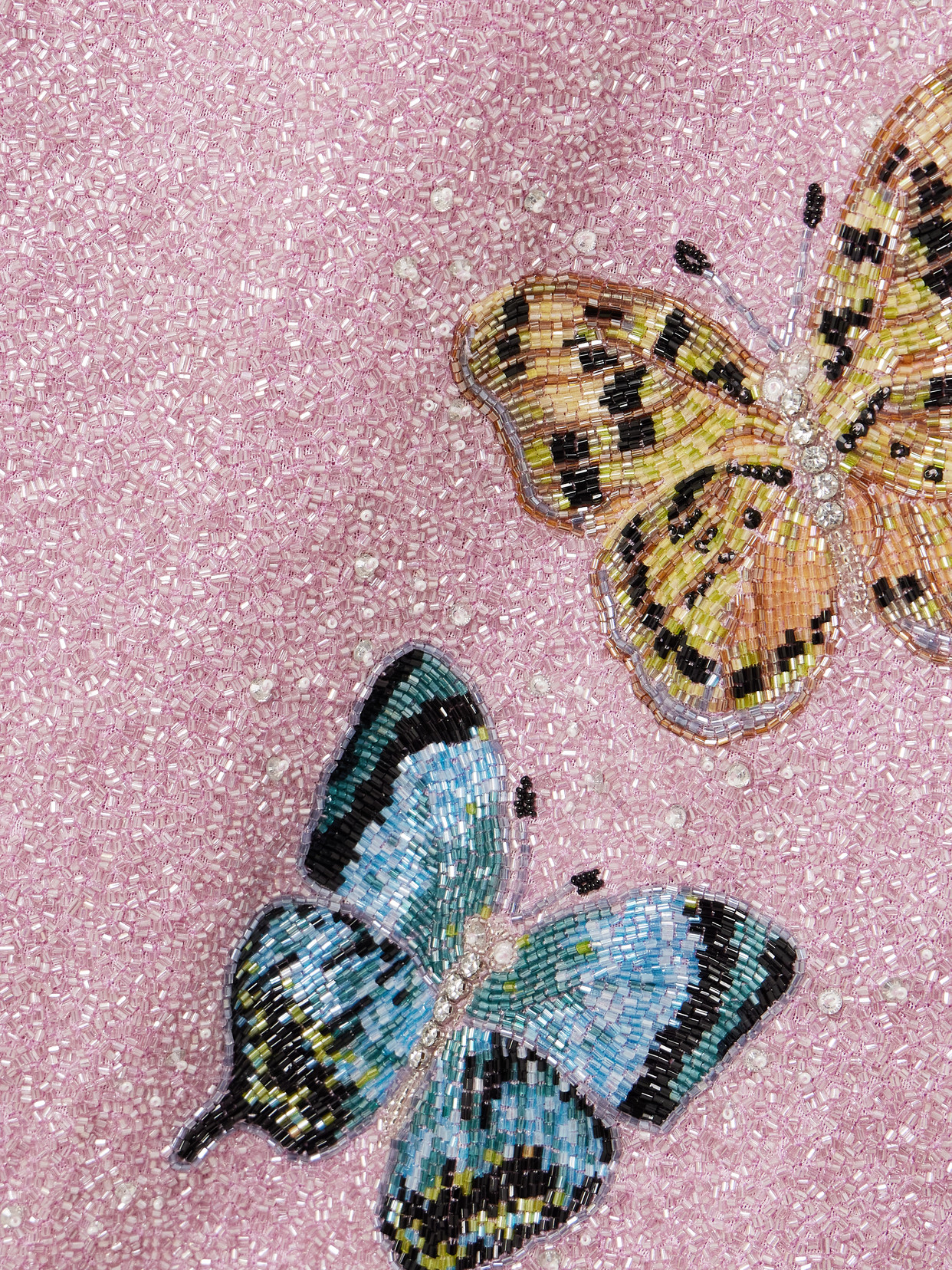 Clio Peppiatt Mariposa Crystal-embellished Beaded Tulle Mini Dress In Pink