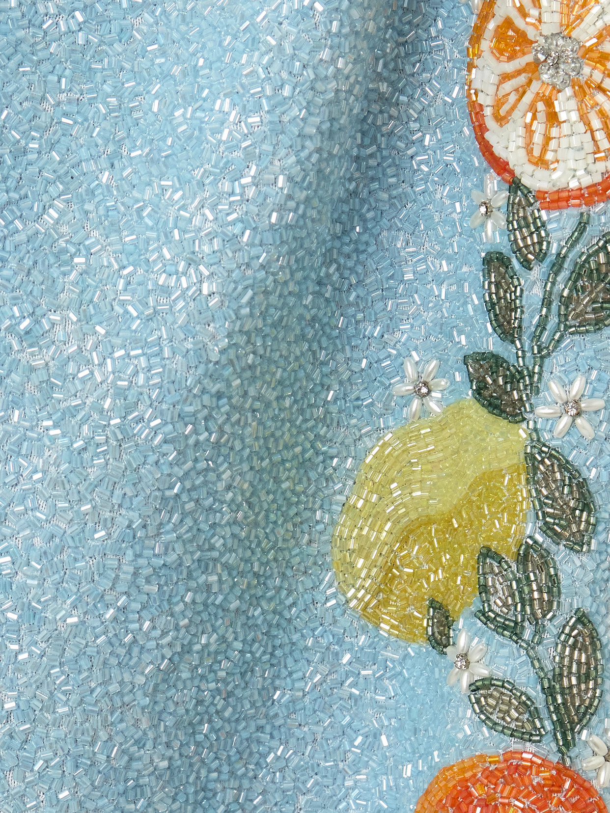Clio Peppiatt Capri Crystal-embellished Beaded Tulle Mini Dress In Blue