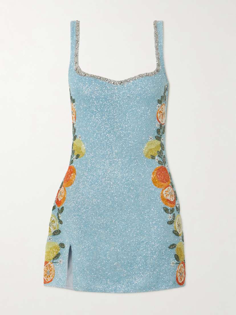 Clio Peppiatt Capri Crystal-embellished Beaded Tulle Mini Dress