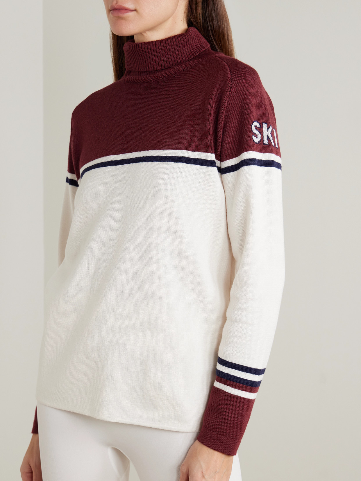 Falke Striped Intarsia-knit Wool-blend Turtleneck Sweater In Multi