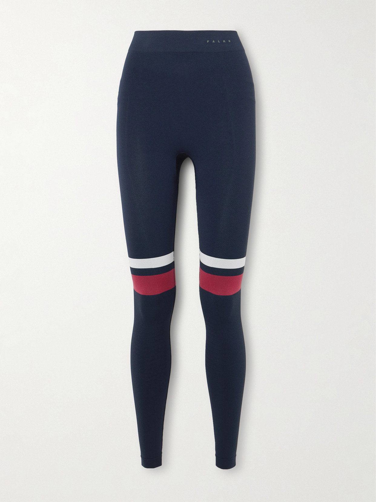 Falke Maximum Warm Striped Recycled-jersey Ski Leggings In Blue